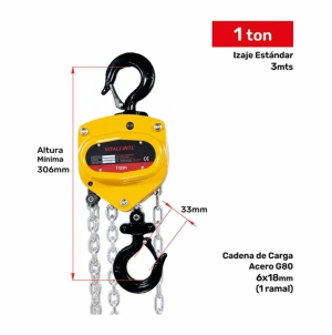 TECLE MANUAL 1.5T YAL0150 3MTSCARGA 8X24MM(1) G80 - 3MTSMANDO 5X25X17MM(2) VITALINTL