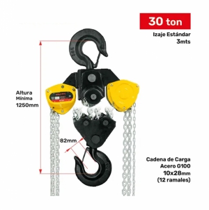 TECLE MANUAL 30T YAL3000 3MTSCARGA 10X28MM(12) G100 - 3MTSMANDO 5X25X18MM(4) VITALINTL